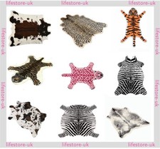 Zebra Animal Print Rug Faux Fur Carpet Pink Leopard Cow Hide Area Mat Home Decor