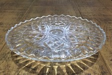 Vintage Pressed Clear Glass Pedestal Display Stand for Cakes & Pastries 