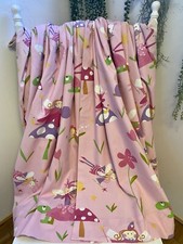 Pink Purple Fairies Cotton Blackout Bespoke Curtains 53Wx43D Lined Pleats Girl’s