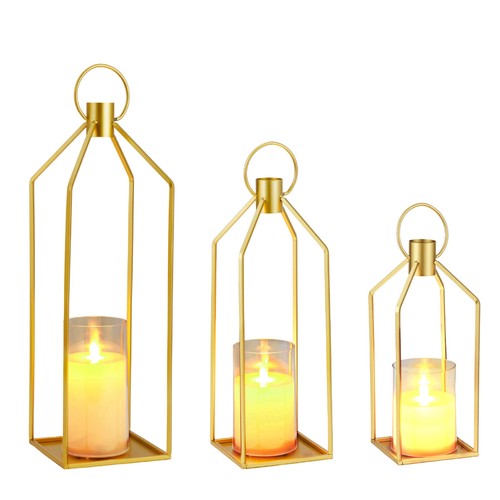 Gold decorative metal lanterns - decorative,