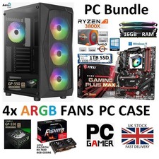 AMD Ryzen 7 3800X RX 7600 8GB 16GB RGB RAM 1TB SSD MSI B450 GAMING PC Bundle