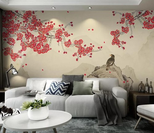 Red flower branch - red,