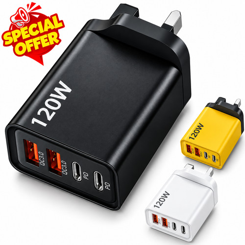120w port phone charger plug - 120w, 4-port
