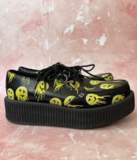 T.U.K Happy Trip Melted Smiley Face Design Creepers Shoes UK Size 6 GC