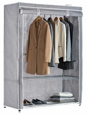 Home Double Heavy Duty Covered Rail - Grey | Clothes Garment Storage Rack Stand