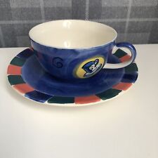 Whittard Of Chelsea Cup And Saucer Set Hand Painted Blue Multicoloured