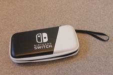 Black White Logo Hard Travel Case For Nintendo Switch / Lite / OLED Wrist Strap