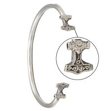 Thors Hammer .925 silver torc bangle viking arm ring mjolnir pagan nordic norse