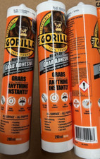 3 x Gorilla Grab Adhesive Heavy Duty All Purpose Instant Waterproof white 290ml