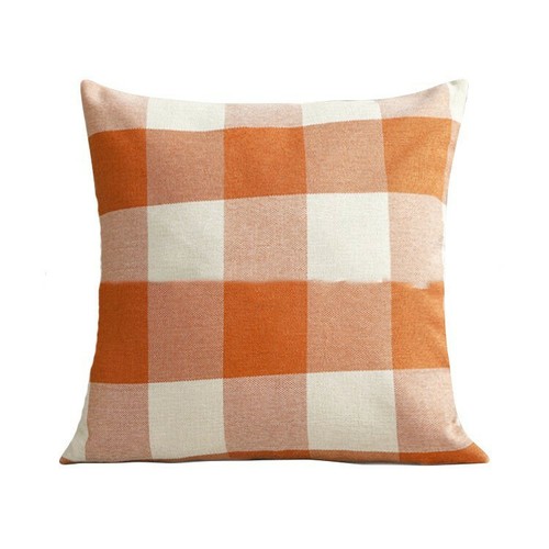 Check cushion cover - check, linen