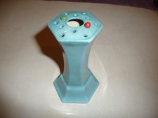 Hatpin stand/holder pale blue china 5" tall. + 2 pins.