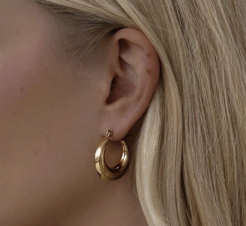 Gold creole earrings - gold,
