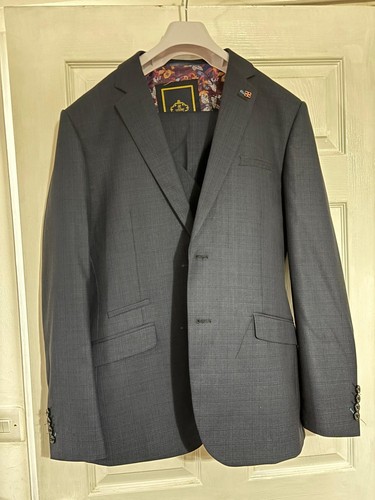 Men navy blue suit trouser - blue, suit,