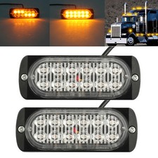 2X Flashing Amber Recovery Strobe 12 Cree LED Lights Grill Breakdown 12V 24V