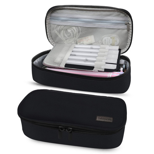 Black expandable pencil case - expandable,