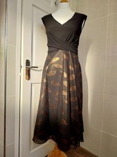 Women's Roman Black Metallic Flare Dress Party Occasion Size 12 BNWT