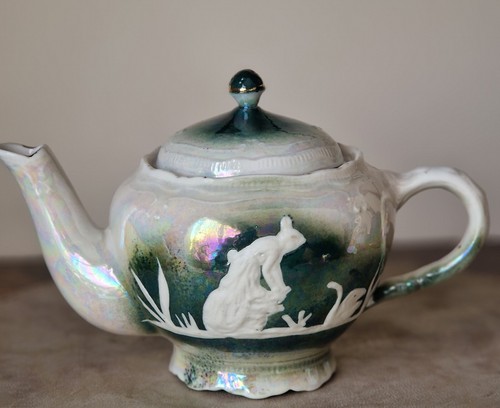 Antique green lustre teapot - antique,