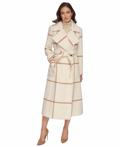 Dkny wrap coat large - large, ivory