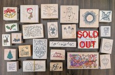 x24 Wooden Rubber Stamps Bundle Christmas Cards Crafts Art Stampers