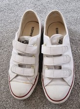 ladies Converse leather white trainers Hook-and-loop fastener  size 5 - Vintage