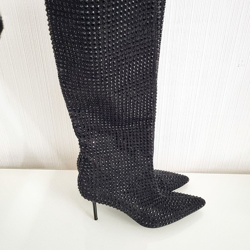 Zara rhinestone studded denim - rhinestone,