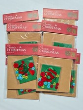 8 x 2 Pack Christmas Card Kit Card Making Ribbon Button Craft Bundle