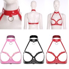 UK Women's Glossy PU Bra Top