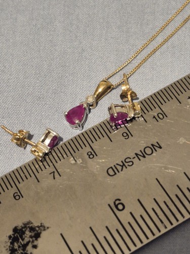 9ct gold ruby diamond - gold, &