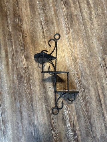Vtg wrought iron wall shelf - vtg,