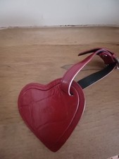 MULBERRY RED CONGO LEATHER HEART SHAPED  LUGGAGE TAG
