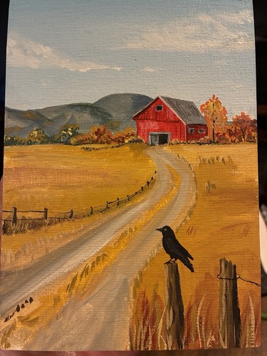 Original art country - original, barn