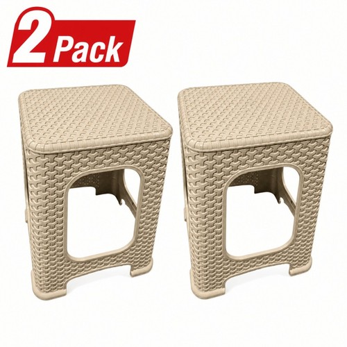 Beige plastic stool seat - 2x,