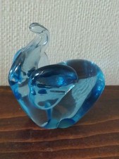 Vintage Art Glass Blue Coloured Elephant Paperweight Figurine 