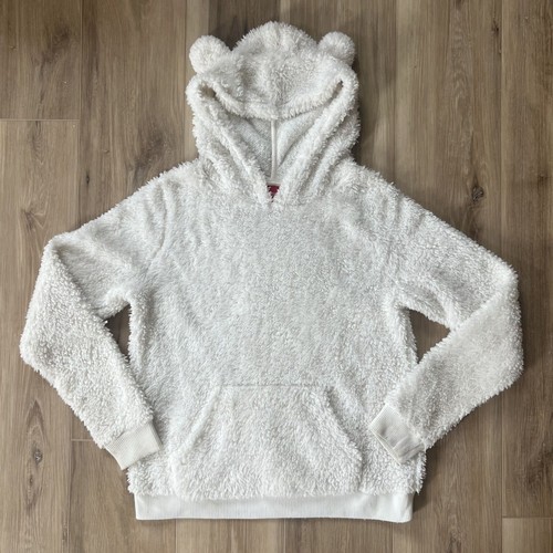 Girls white fleece bear hoodie - girls,