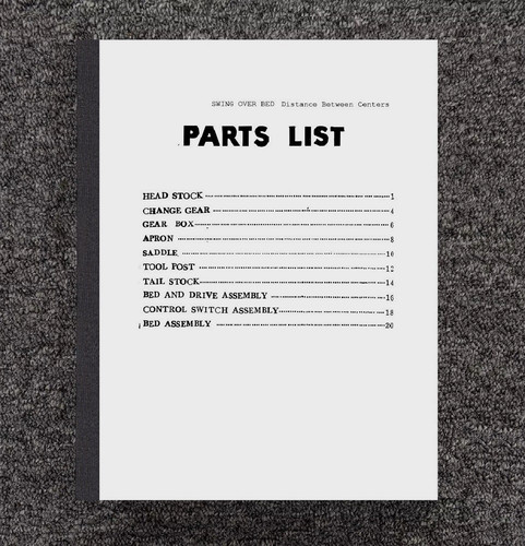 Parts manual fits enco lathe - manual,