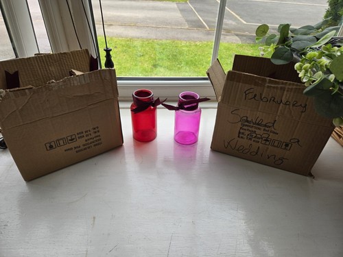 Pink red small vases - pink,,