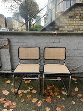 Pair of vintage Bauhaus Marcel Breuer Cesca Chairs Black wood with rattan 