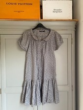 Grey Smock Dress Size 12 Peter Pan Collar Summer Cute Vintage Style #cottagecore