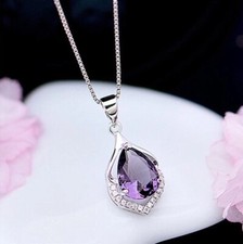 Crystal amethyst pendant chain - amethyst,