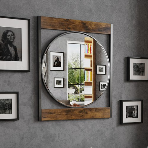 Farmhouse wooden wall mirror - wooden,