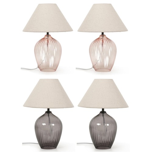 Pair glass base table lamps - pair,