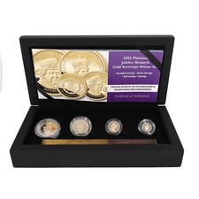The 2022 Platinum Jubilee Monarch Platinum-Gold Proof Sovereign SOTD Deluxe Set
