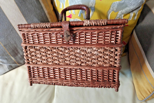 Vintage wicker rattan basket - vintage,