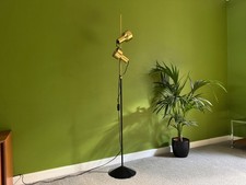 Gold and Black Maclamp Dual Spotlight Floor Lamp, 70s Mid Century Vintage