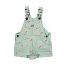 Oshkosh B'gosh Mint Green Twill Dungarees Shorts 12M Bib Overalls Pineapples