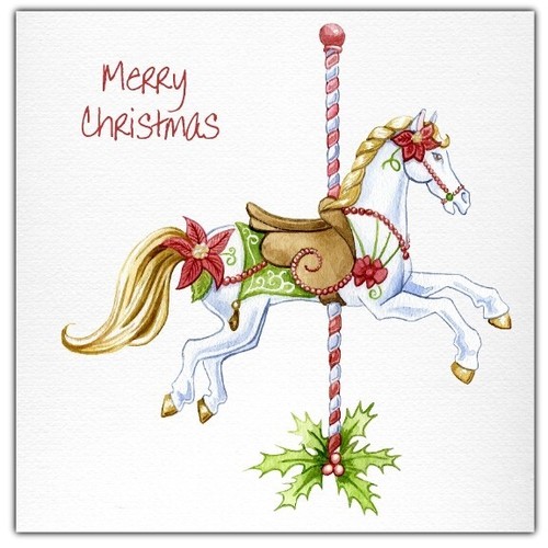 Christmas card carousel horse