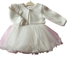 Visara Baby Flower Girl Christening Baptism Ivory Frilly Dress Bolero Set 