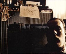 Music Man Posed In The Shadow Of A Bass Amp FOUND PHOTO Color Portrait 010 9 X