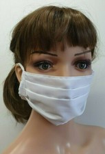 10 x FACE WHITE MASK 100% COTTON PUBLIC REUSABLE WASHABLE UK STOCK No Surgical