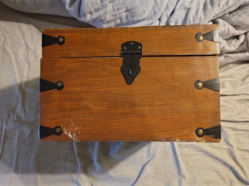 Large wooden box chest with - wooden,